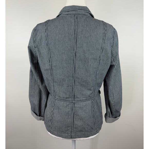 Talbots Women Railroad Stripe Utility Jacket Sz 8P Neutral Layers Casual Classic - Picture 2 of 14
